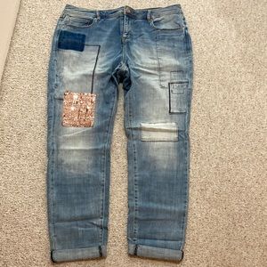 INC.Denim Woman from Macy’s. Boyfriend Jean with sequin & top stitching details